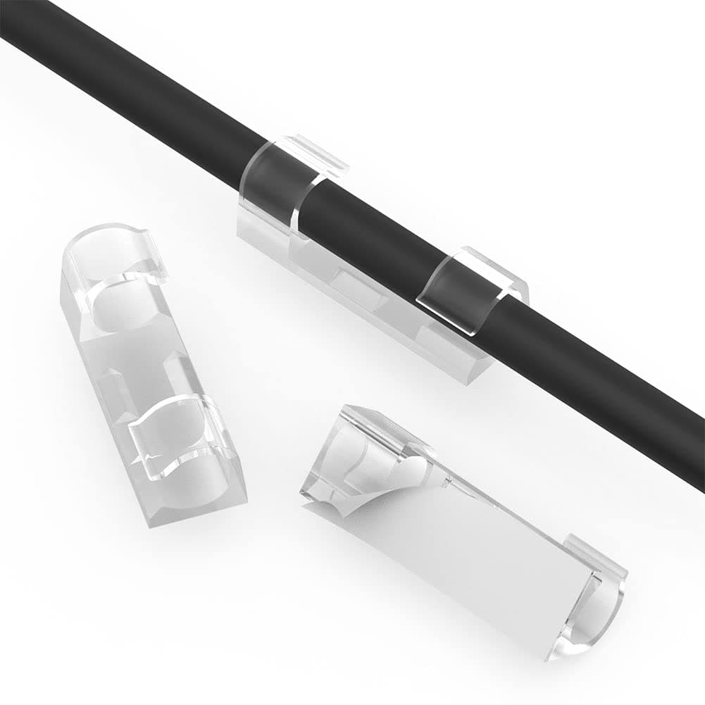 Self Adhesive Cable Tidy Wire Clips, 40 Pcs Cable Management Wall Cable Clips, Strong Viscous Transparent Cable Organizers for Home, Office, Car, Decoration Hanging, Fairy Light, Etc.