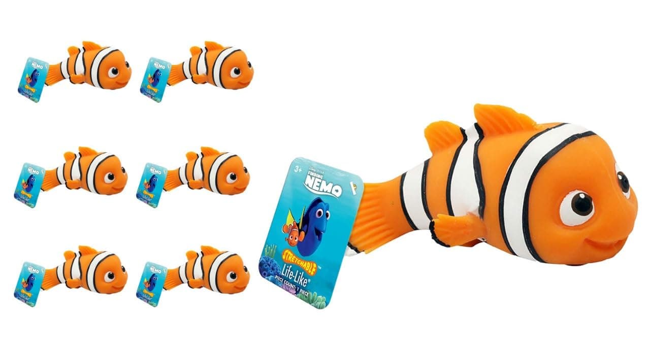 Disney Squish and Pull Stretchy Toys (6 Pack). Nemo Figures, Stress Reliever, Calming Fidget, Kids' Birthday Gifts