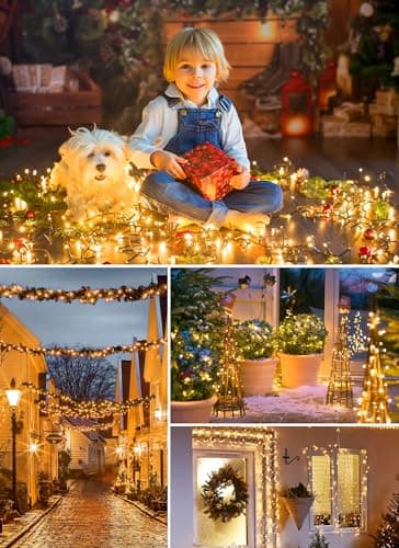 Minetom Solar String Lights for Outside - 40 FT 100 LED Christmas Solar String Lights with 8 Lighting Modes, IP65 Waterproof Solar Lights Outdoor, Solar Lights for Outside Tree Party Decor, Warm White