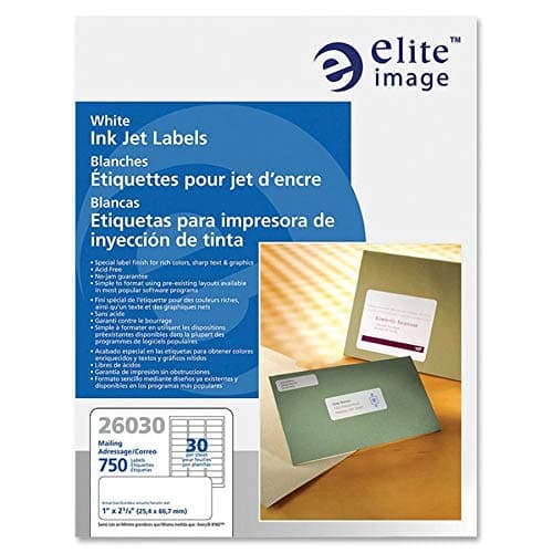 Elite Image Mailing Inkjet Labels, White (ELI26030)