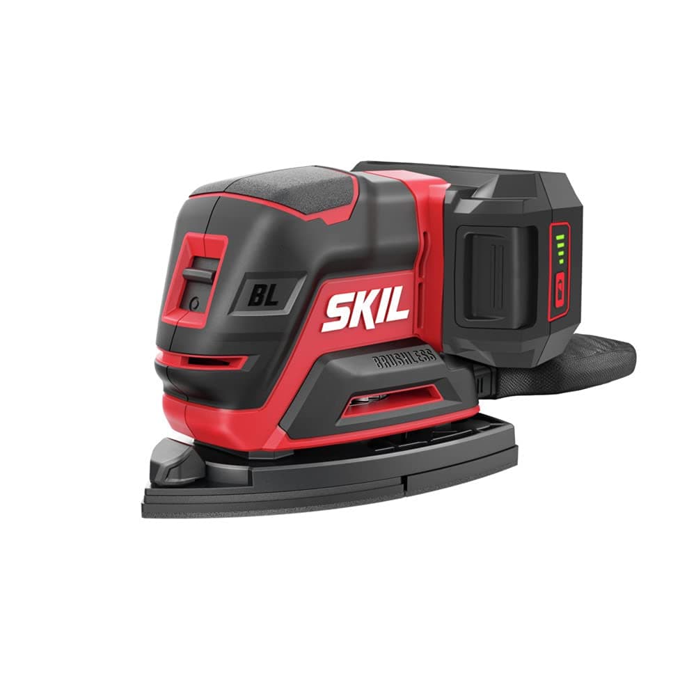 SKIL20V Brushless Compact 4-in-1 Vibration Control Multi-sander Kit Including 12pc Sandpaper, 3 Additional Detail Attachments, PWR CORE 2.0Ah Lithium Battery and PWR JUMP Charger-SR6607B-10