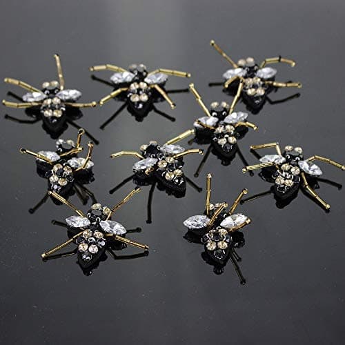 3D Hand-Stitching Long Legs Nail-Beaded bee Mini Dragonfly Pasted top Grade Clothes Decoration Patches Applique 10piece