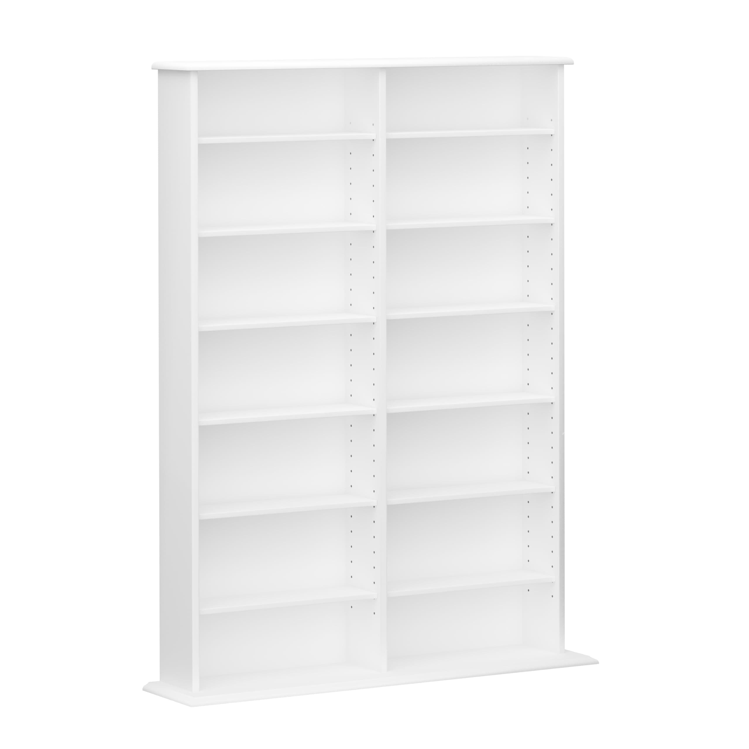 Prepac 2 Column Display, Tall, DVD Storage Cabinet with 8 Adjustable Shelves, 8.75" D x 38.75" W x 51" H, White