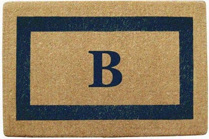 Personalized Monogram Single Blue Border Coco Coir Door Mats - X - 22" X 36"