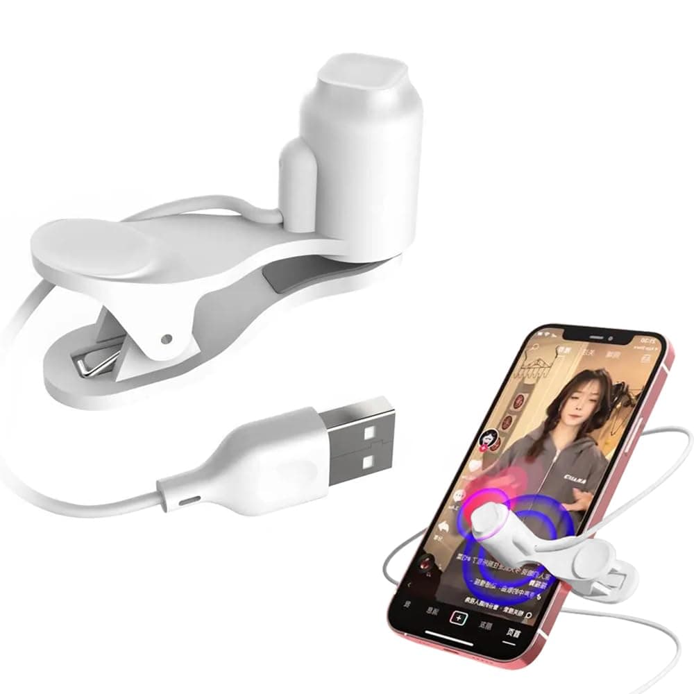 Screen Auto Clicker Tapper for Smart Phone Apps Video Live Streaming Gadget Fast Click Simulation Finger Continuous Click for Games, Giving a Like in Tiktok, Live Broadcasts, Reward Tasks (White)