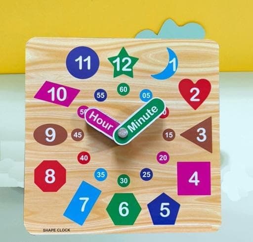 PopPlop Learning Time Teaching Clock Board with Hour & Minute Wooden Watch Toy for Kids