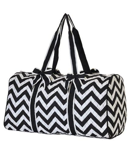 Chevron Quilted 21" Large Duffle Bag (Black)