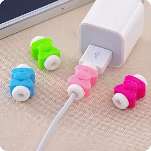 Smile Pick 4Pcs Cute Bowknot Light Charger USB Cable Protector for iPhone 5 5S SE 6 6S 7 8 Plus X iPod iWatch (Random)-Pack of 4