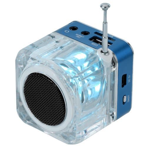 TOMTOP Mini Digital Portable Music MP3/4 Player Micro SD/TF USB Disk Speaker FM Radio (Blue)