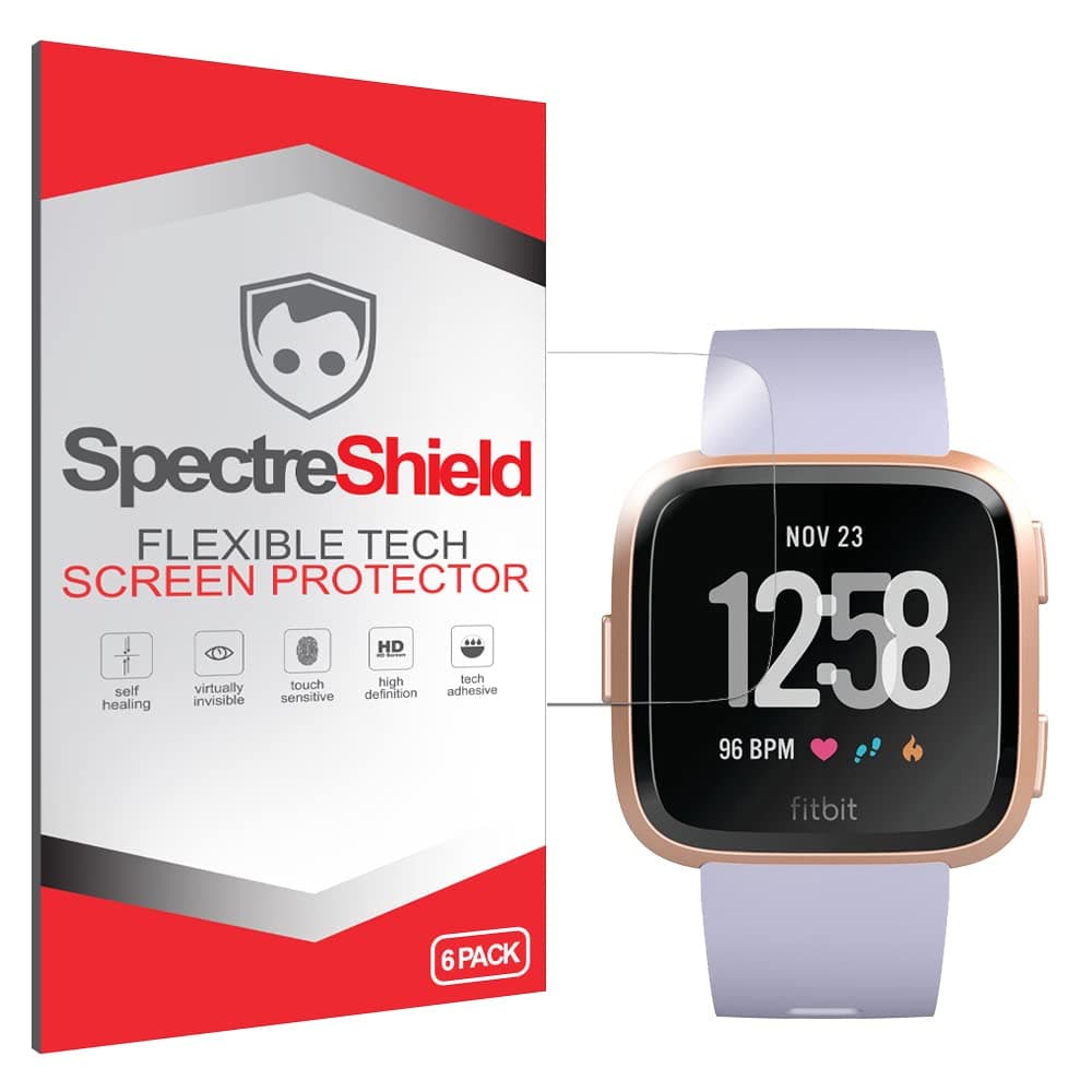 Spectre Shield (6-Pack) Screen Protector for Fitbit Versa Screen Protector (or Versa Lite) Case Friendly Accessories Flexible Full Coverage Clear TPU Film
