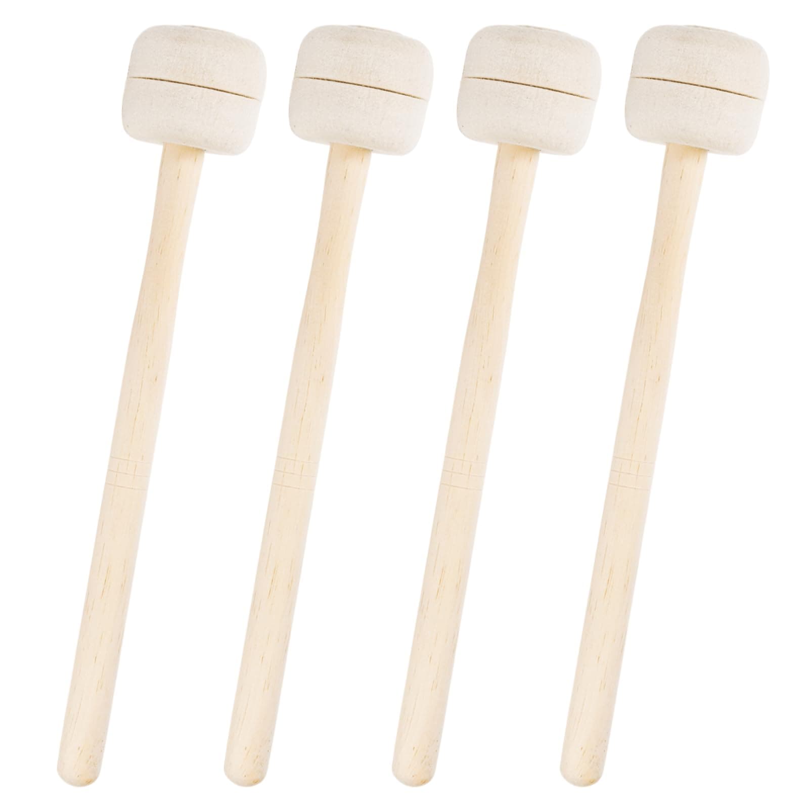 – 2 Pairs Drum Mallets Soft Felt, 34 cm Wool Felt Drum Stick with Maple Handle, Anti-slip Bass Percussion Sticks Instrument Band Accessory for Bass Drums, Marching Drums, Beige
