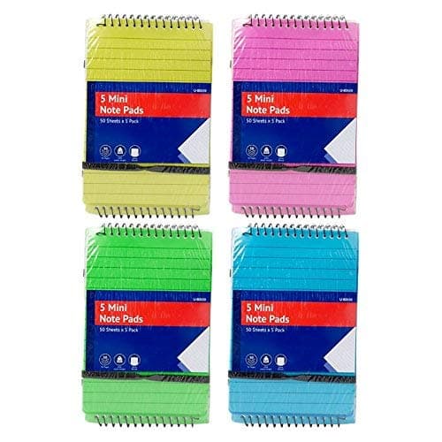 JMS 6 X Small A7 Spiral Bound Notebook Pocket Size Lined/Ruled Note Pad 50 Sheets 60 GSM RAGE ACCESSORIES
