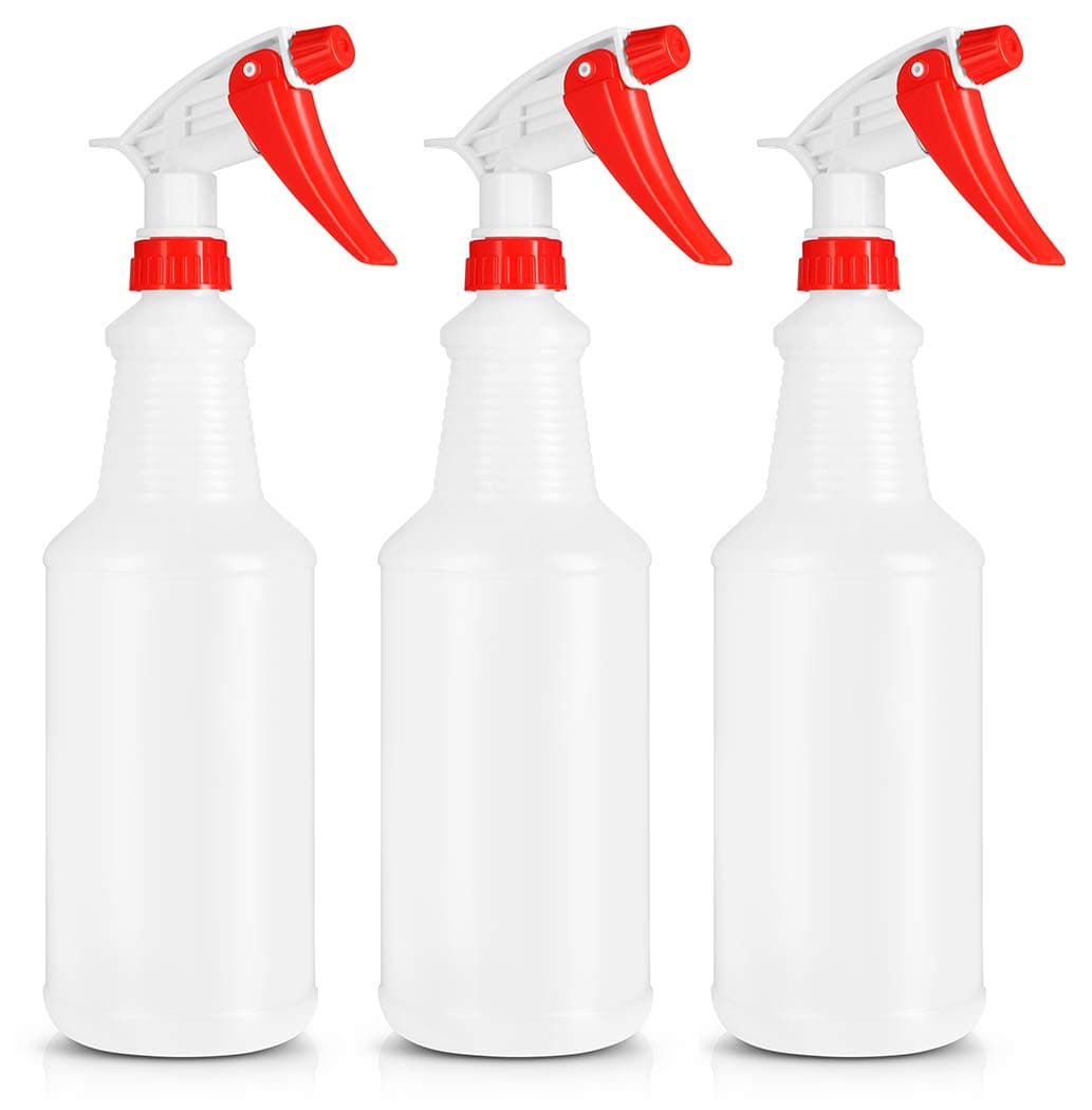 Empty Plastic Spray Bottle for Cleaning and Chemical Solution, Professional, 32 Ounce, Adjustable Head Sprayer from Fine to Stream (Pack of 3)