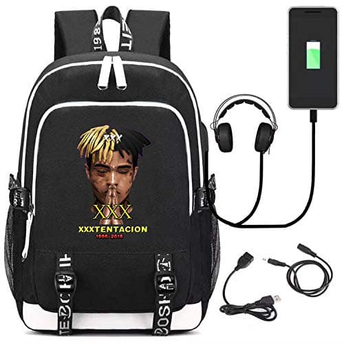 Backpack Bag With USB Charging Port & Headphone Interface Black Bags