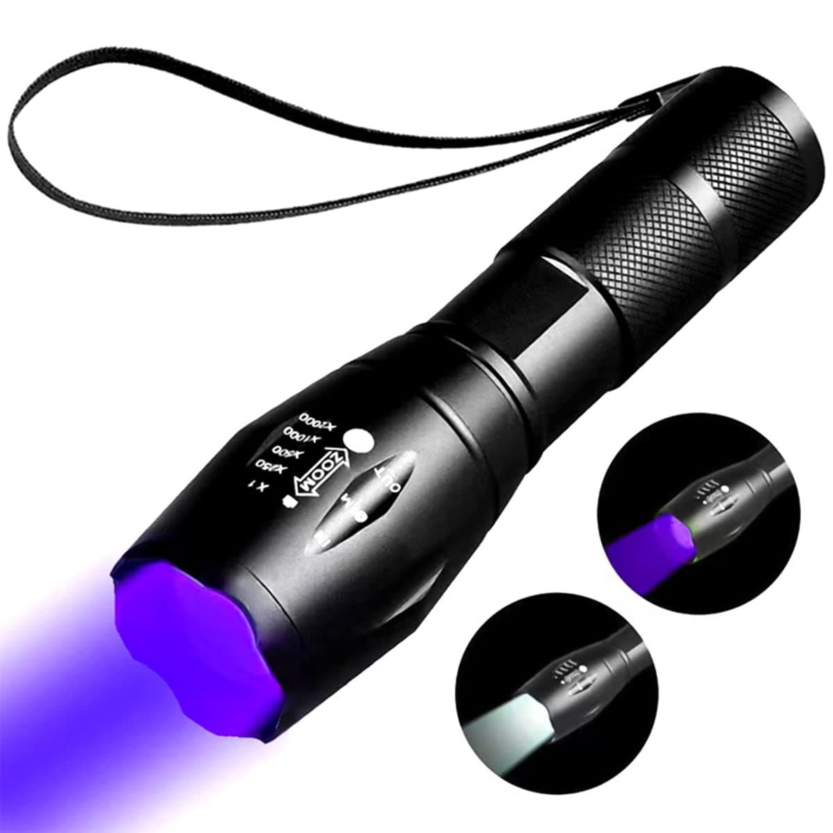 LED UV Flashlight Rechargeable, Mini Black Light, 2 in 1 UV and White Light Torch