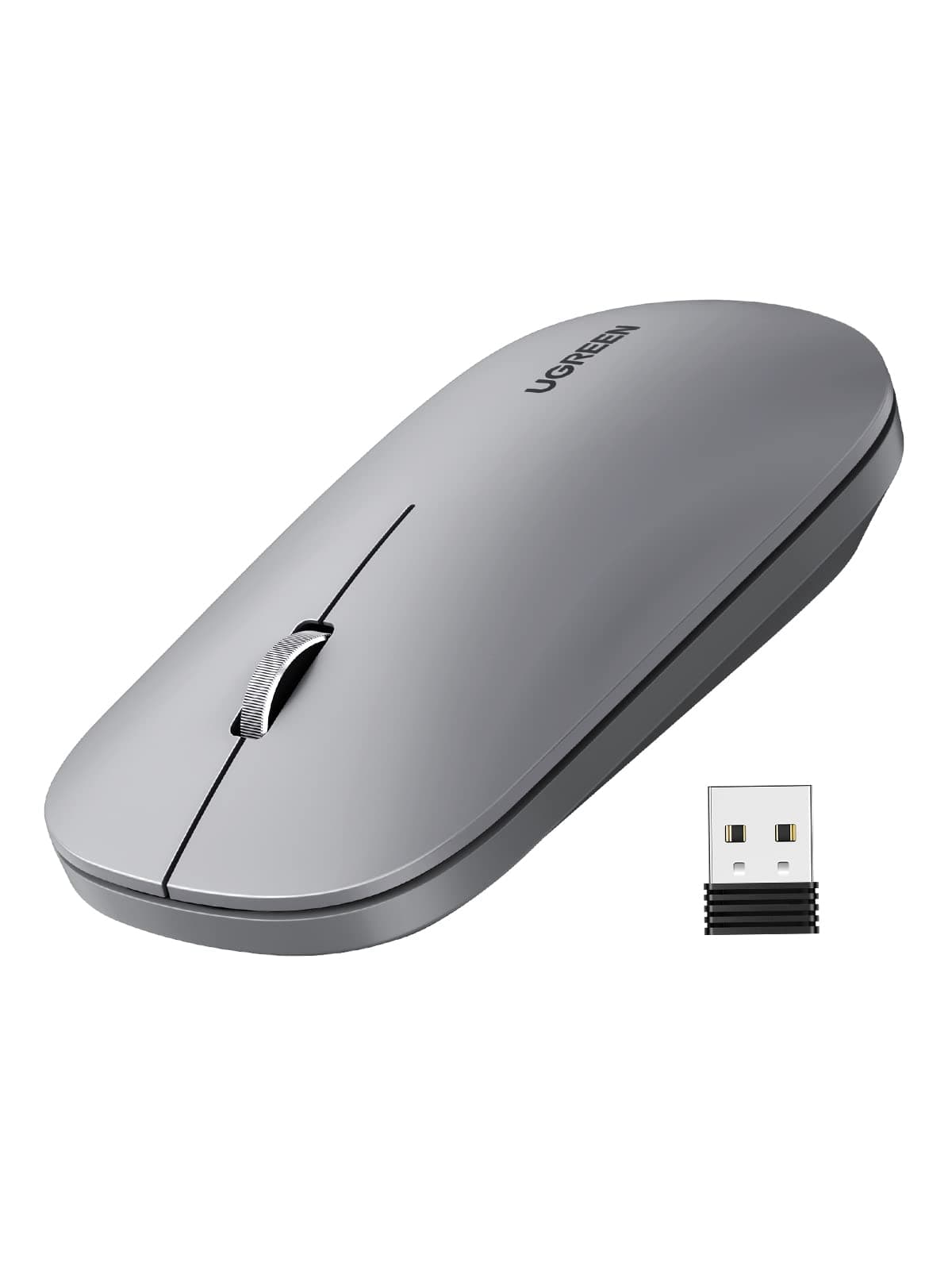 Wireless Mouse, Slim Mouse Silent Mice, 2.4G USB, 4000 DPI Adjustable, Compact and Portable, Ultrafast Scrolling, Grey