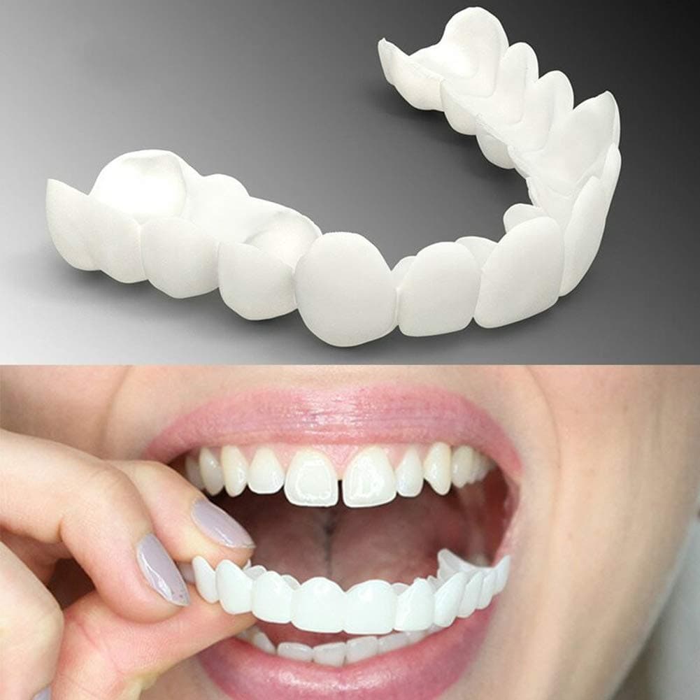 2PCS/set Upper Lower Teeth Veneers Whitening Snap On Smile Teeth Cosmetic Denture Instant Perfect Smile Teeth Fake Tooth Cover Oral Hygiene Tools