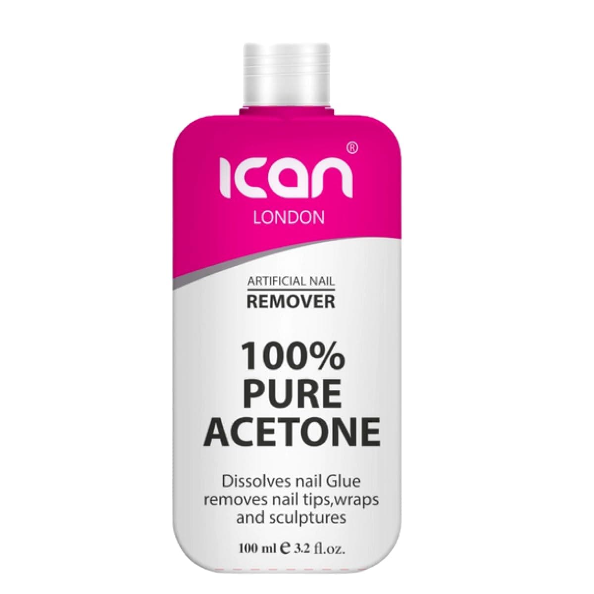 Ican London 100% Pure Acetone Nail Polish Remover UV GEL Soak Off 100ML