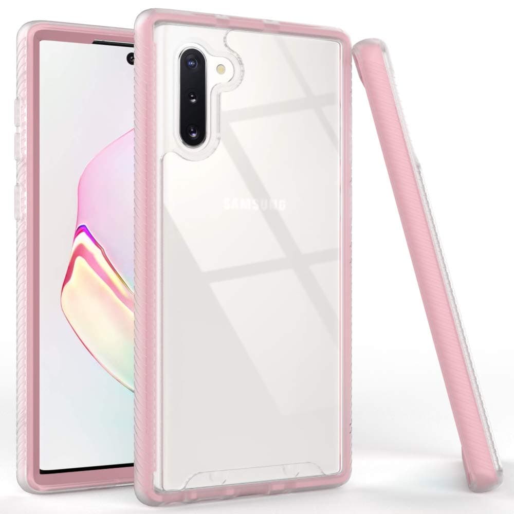 LUCKYCAT Compatible with Galaxy Note 10 Case,Crystal Matte Clear Case,Shockproof Protection Scratch-Resisitant Enhanced Hand-Grip TPU Cover for Samsung Galaxy Note 10 (2019)-Pink