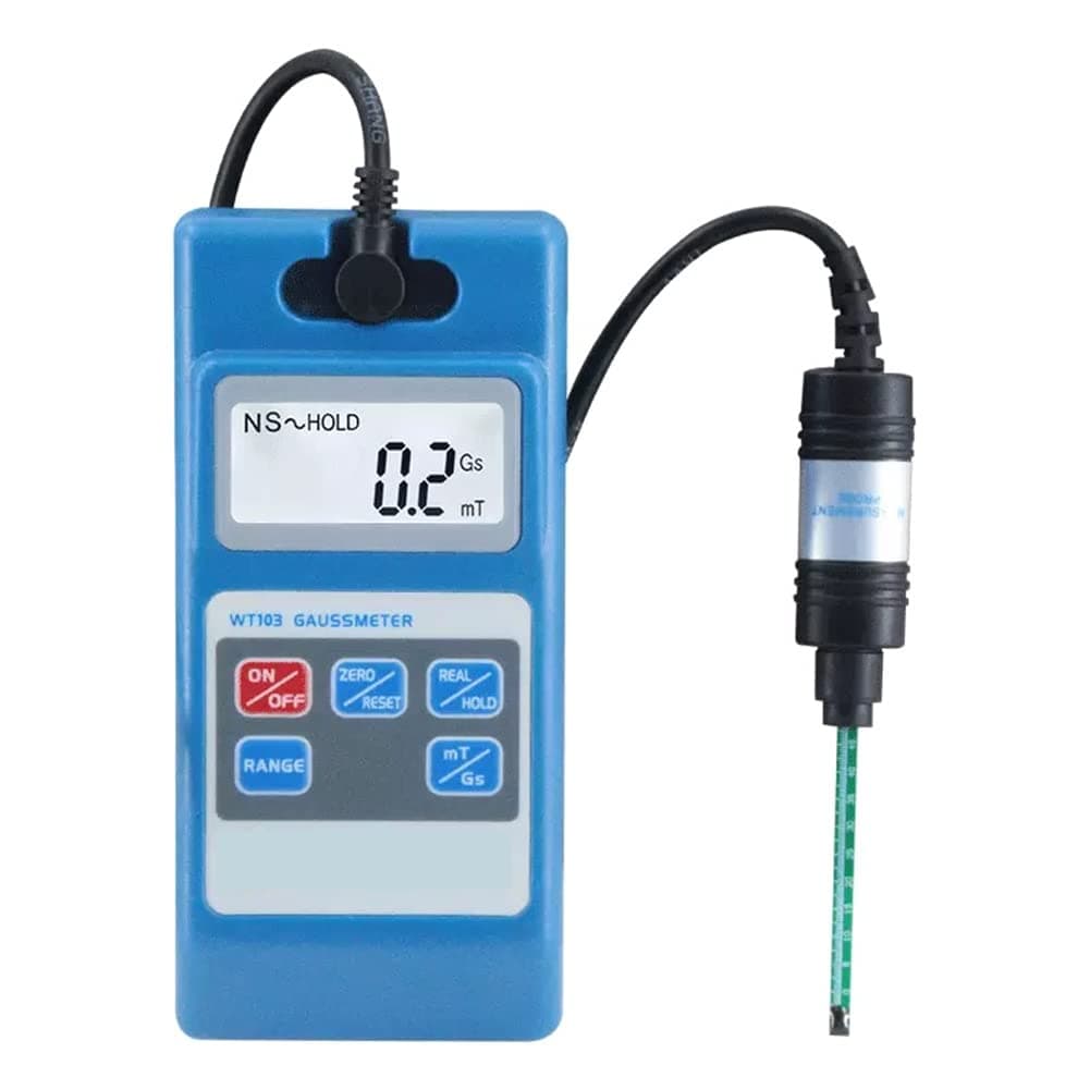 Digital Gaussmeter/Tesla Meter 0-2000mT Range | mT/Gs Auto-Switch | Magnetic Field Tester for Permanent Magnets, Motors, Speakers & Industrial Applications | Includes NS Function & Probe
