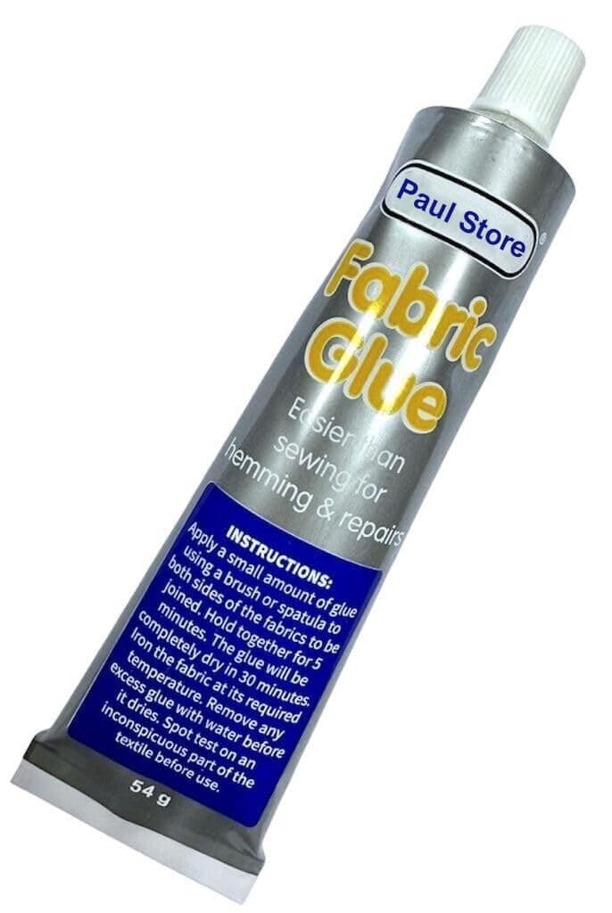PaulStore Extra Strong Fabric Glue 50ml - Quick Bond Adhesive for Hemming Sewing No Stitch Sew Quick DIY Arts & Crafts Comes With Spreader