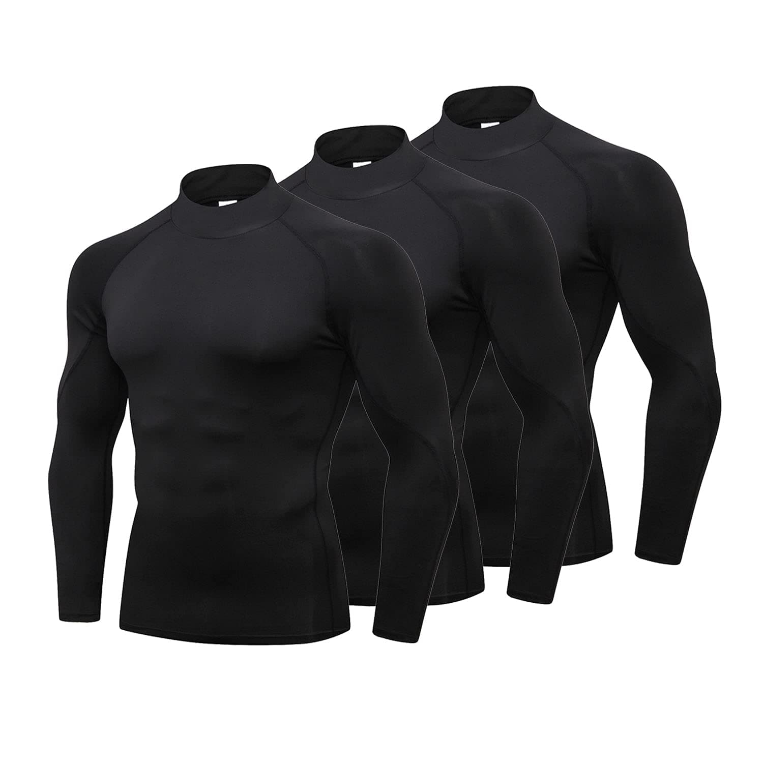3 Pack/2Pack Mens Mock Turtleneck Compression Shirts Long Sleeve Sun Protection Shirts Cooling Workout Gym Tops Undershirt