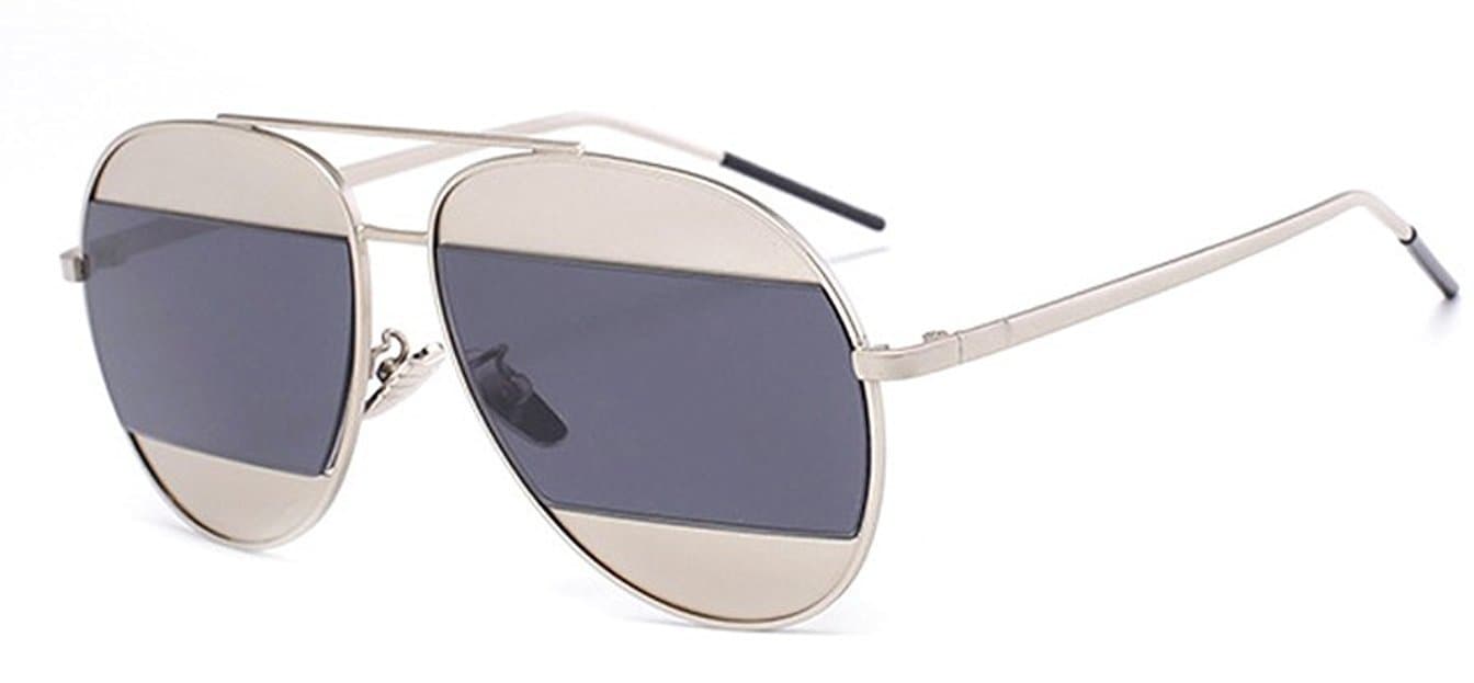 Ray Ron Split Aviator Large Metal Frame Mirrored Reflective Lenses Unisex Sunglasses