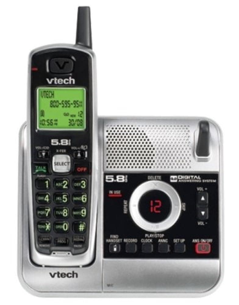 VTech CS5121 Cordless Phone, Silver/Black, 1 Handset