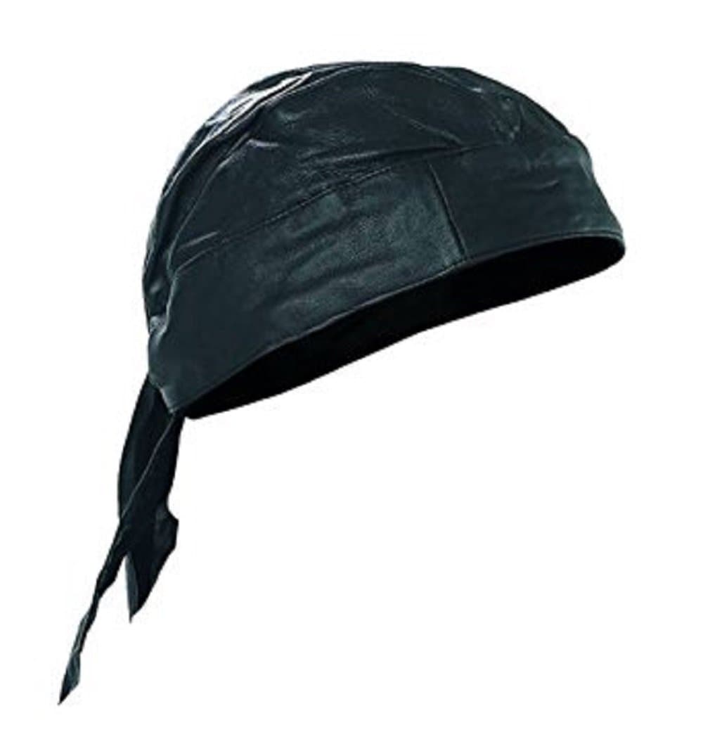 Black Leather Style Do Rag Doo Rag Skull Cap Head Wrap