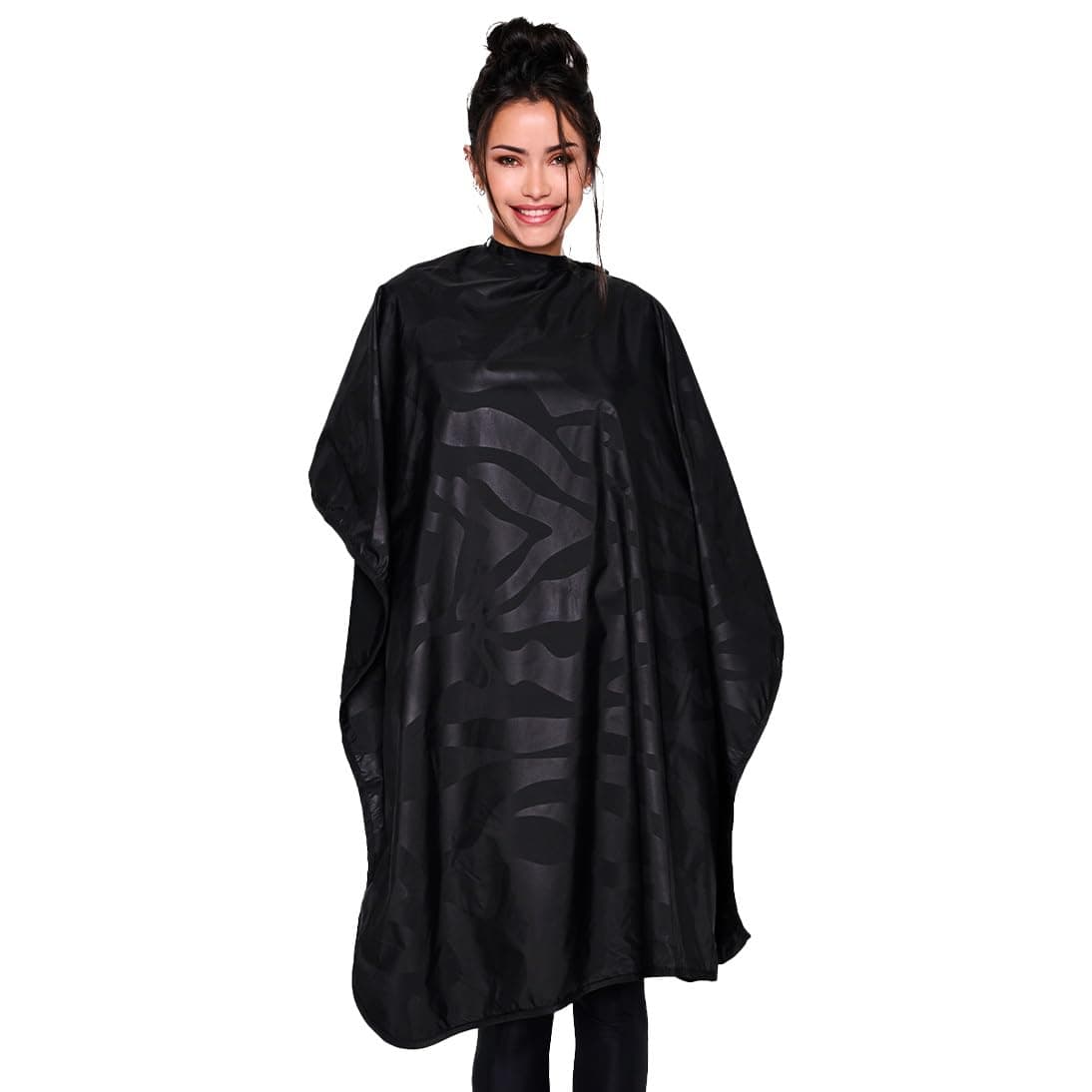 Bleach-proof All Purpose Styling Cape, Material Defends Against Bleach Stains, Color Proof, Chemical Proof, Waterproof, Lightweight Embossed Nylon, Black