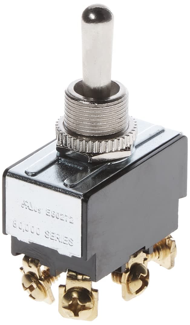 Gardner Bender GSW-16 Heavy-Duty Electrical Toggle Switch, DPDT, ON-(OFF)-ON, 20 A/125V AC, Screw Terminal