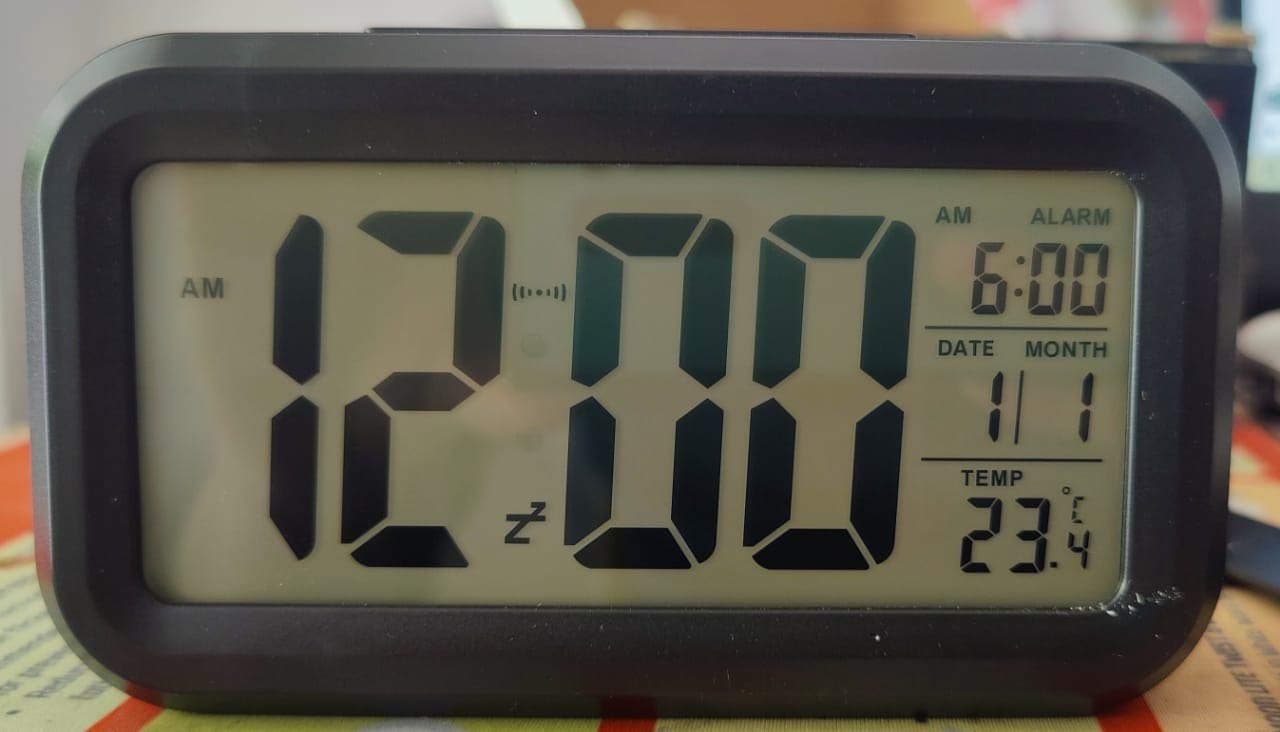 Plastic Digital Alarm and Table clock, (13 x 8 x 4 cm, Black ODC 210)