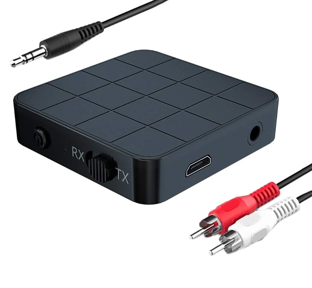 Bluetooth 5.0 Transmitter Receiver, 3.5mm AUX RCA Bluetooth Audio Adapter for Home Stereo, 2 in 1 Wireless Bluetooth Adapter with Low Latency HD Sound,TV, PC, Smartphone, Car