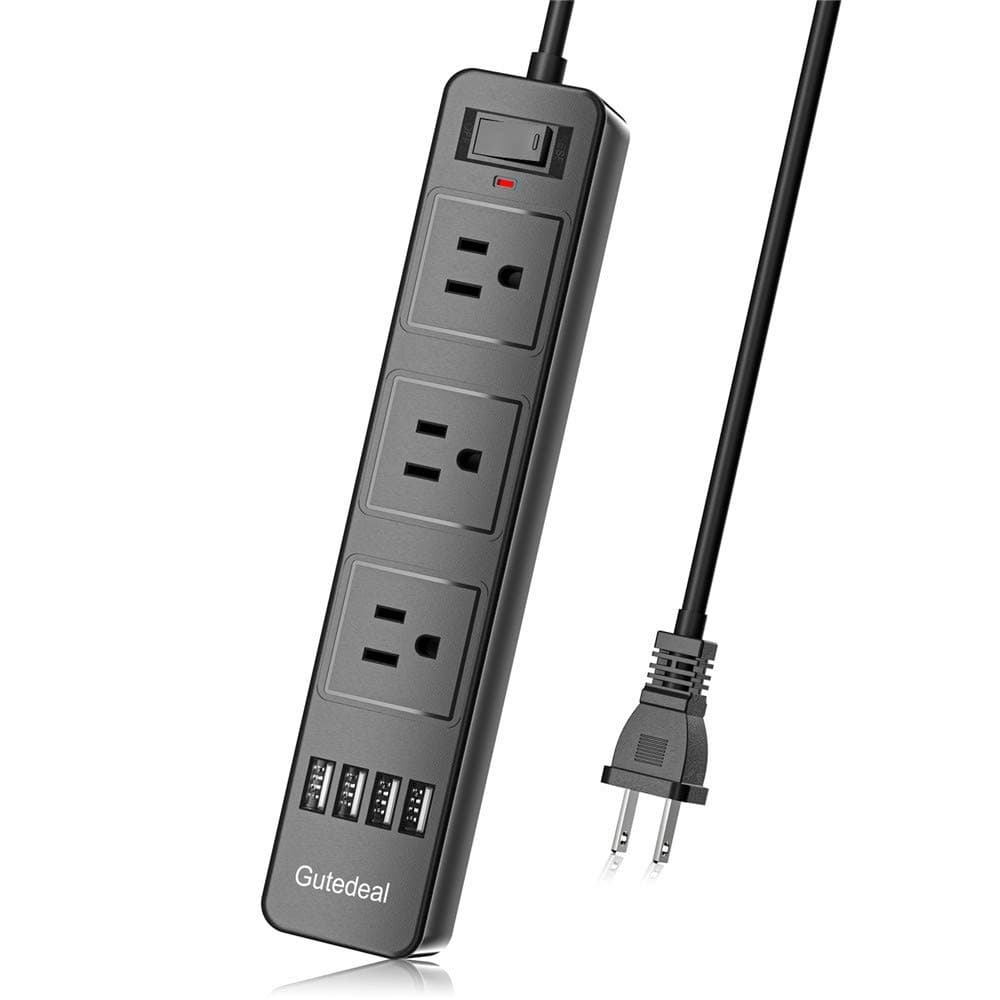 2 Prong Power Strip, Surge Protector 2 Prong with 3AC Outlets and 4 USB Charging Ports, 6.6ft 2 Prong to 3 Prong Extension Cord for Home Office