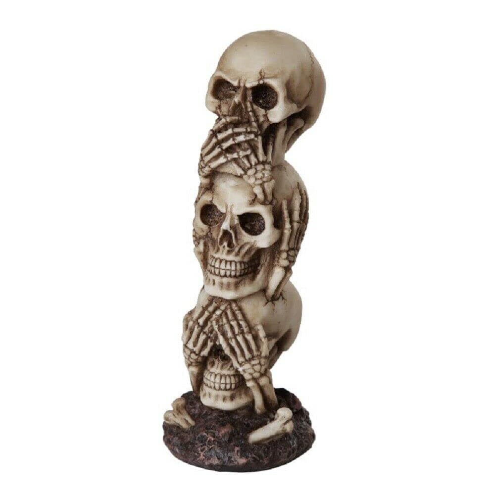 Pacific Giftware See No Evil Hear No Evil Speak No Evil Stacked Skull Figurine Tower Gothic Tabletop Decor 7.5 H