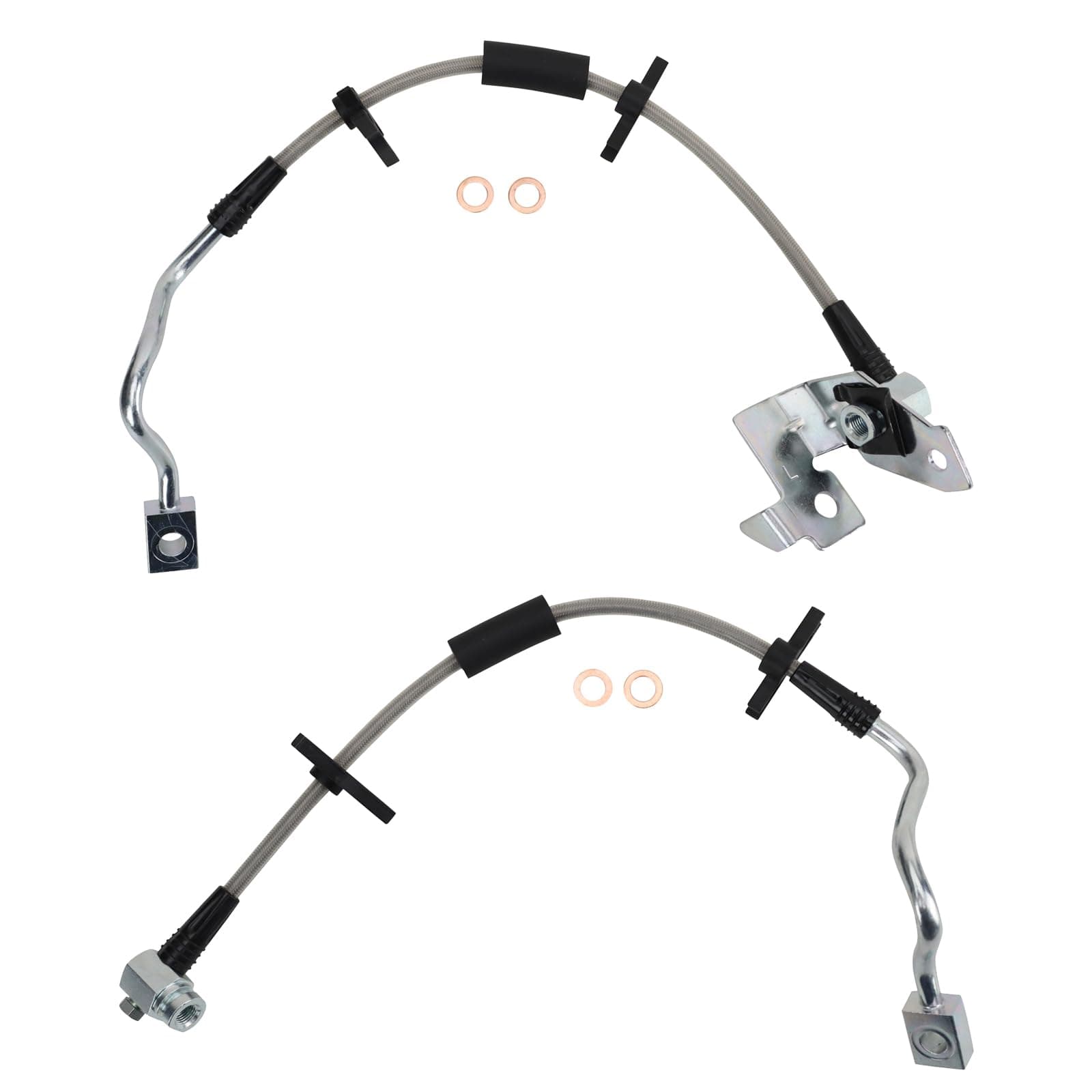 TRQ Front Performance Brake Hose Set Compatible with 2005-2008 Ford F-150 2006-2008 Lincoln Mark LT