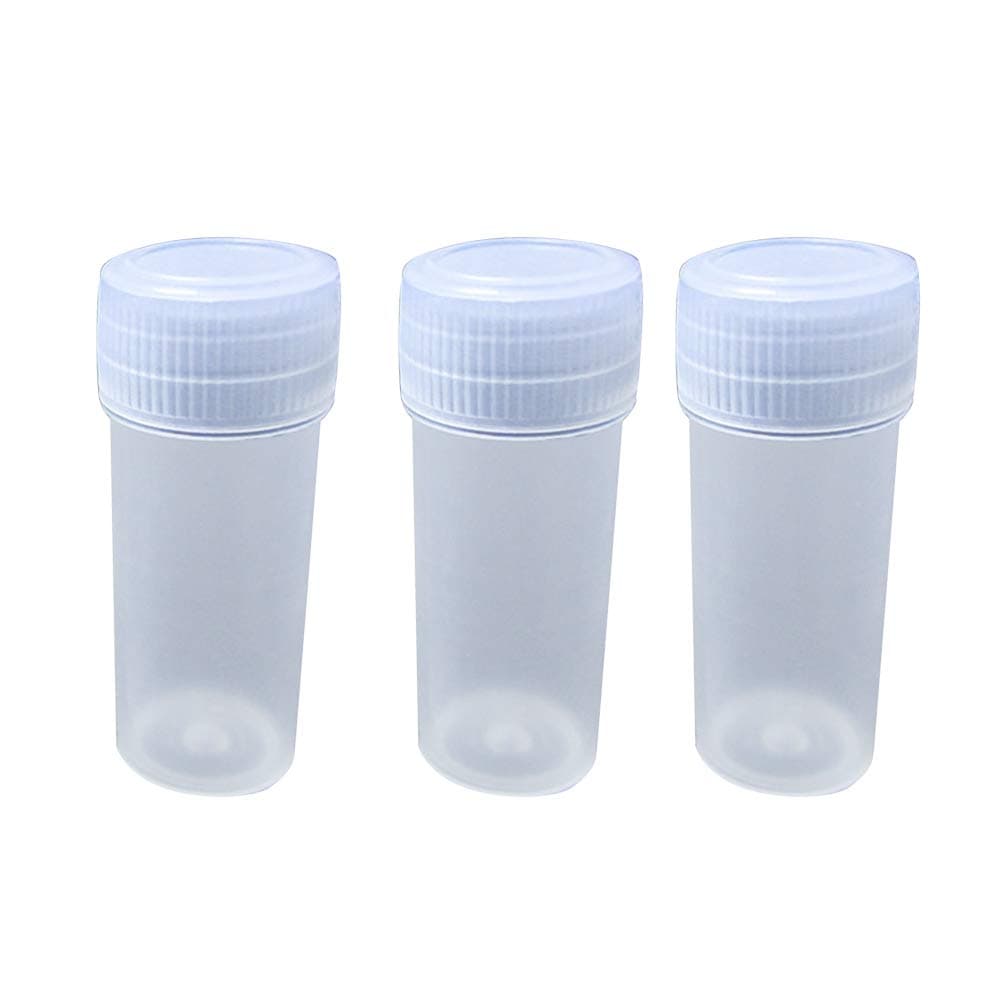 100pcs Transparent Plastic Test Tubes with Screw Caps Empty Vial Storage Container Self Standing Polypropylene Transport Tube Sample Bottles for Lab 5ml