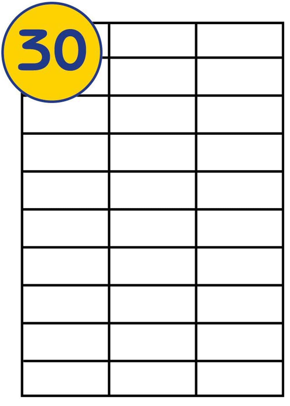 LABELS4U 100 Sheets A4, 30 Labels per Sheet, Size 70 x 29.6mm (3000 Labels)