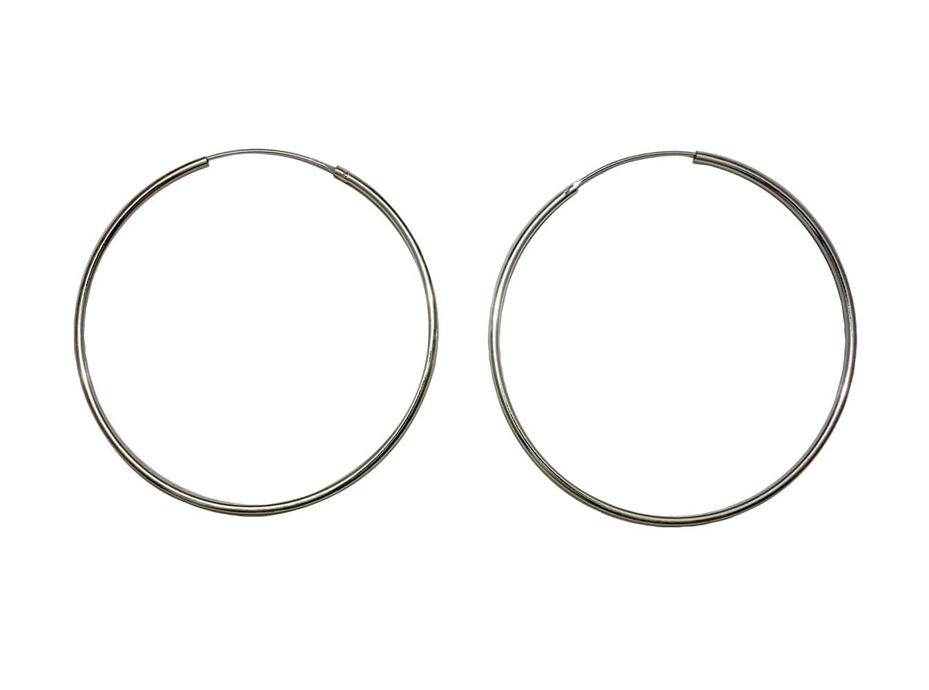 Sterling Silver Endless Hoop Earrings (2.9" Diameter)