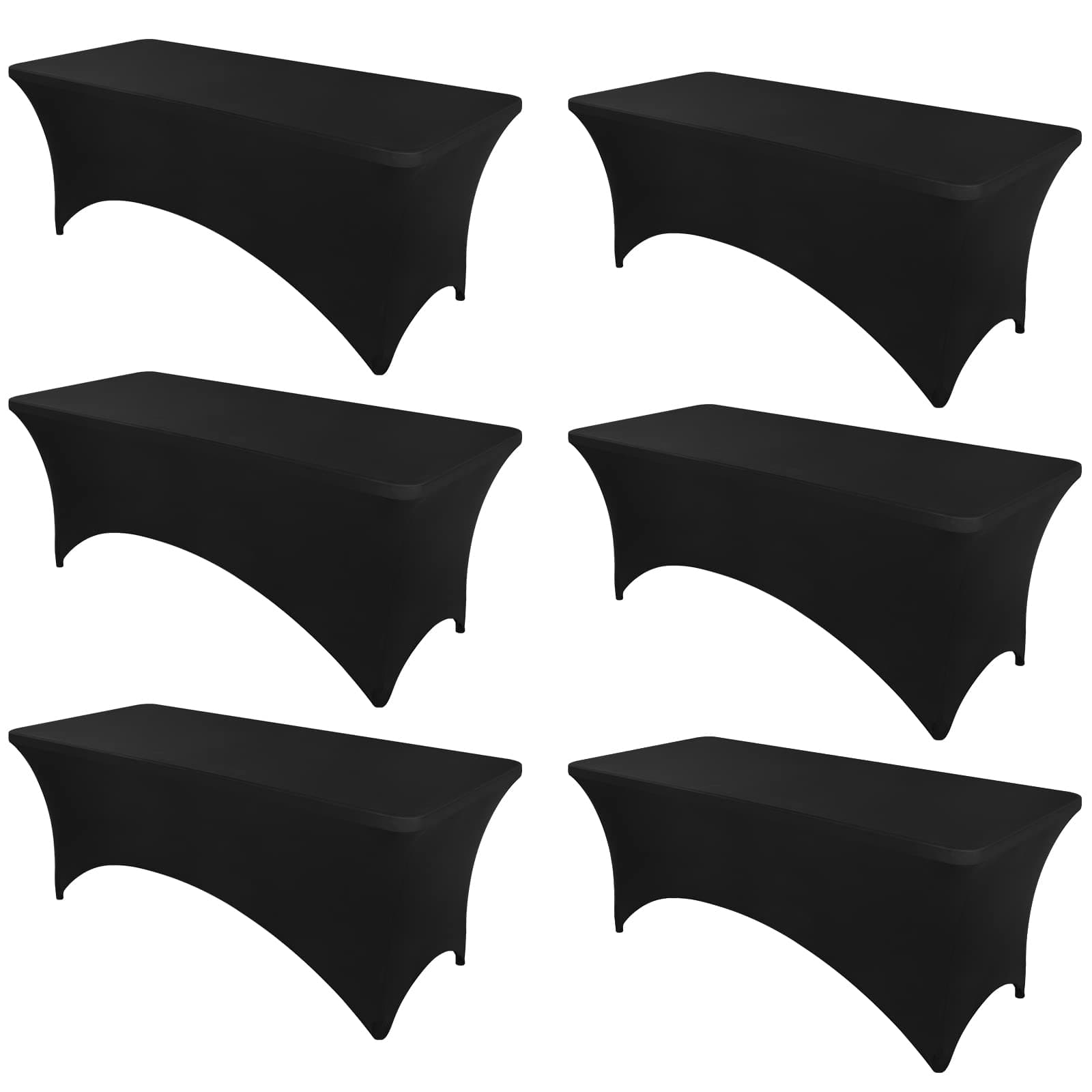YMHPRIDE6 Pack Black Spandex Table Covers 6 FT Stretch Fitted Table Covers for 6 Foot Tables,Folding Table Cover Black Fitted Table Cloth Rectangle Table for Wedding,Party,Banquet,Trade Shows