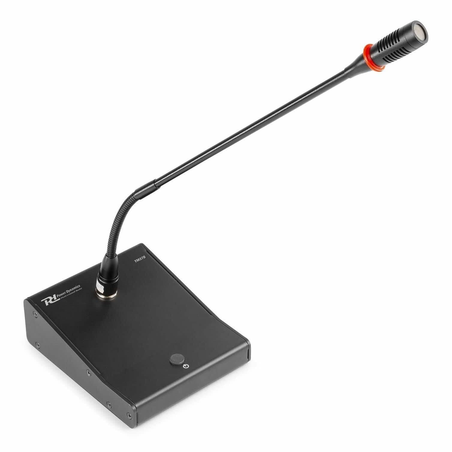 TM370 Desktop Paging Microphone with Adjustable Gooseneck, Pre-Announcement Chime, Condenser Mic, LED Indicator, XLR and 6.3mm Jack Outputs - Ideal for Commercial Audio Systems