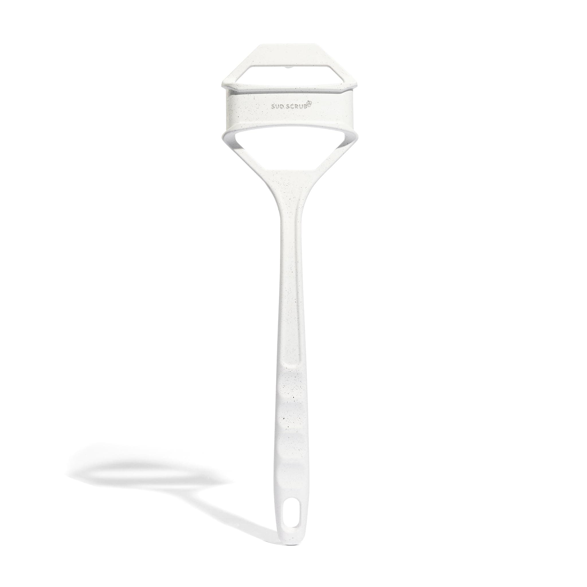 Sud Scrub Extender Handle, Back Scrubber Attachment for Silicone Body Scrubber, Shower Scrubber for Body, Long Handled Scrub Brush for Shower, Back Brush for Shower (Speckled White)