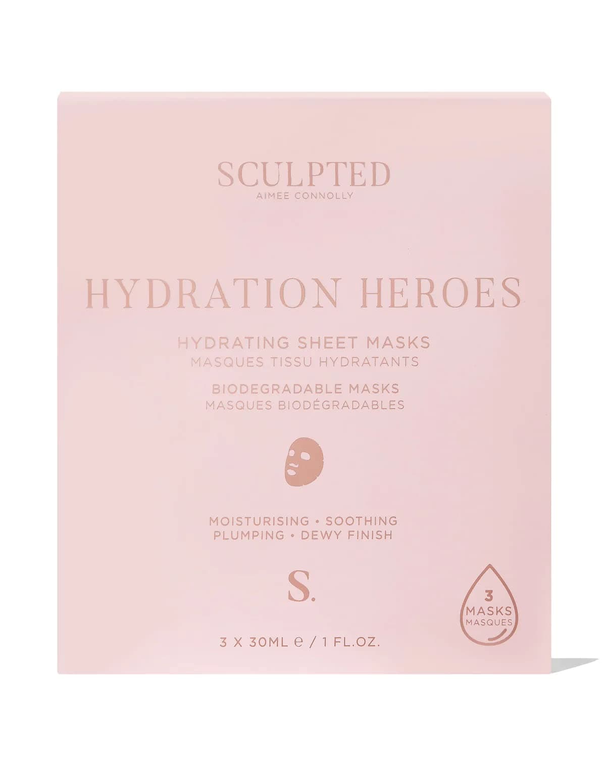 Hydration Heroes Sheet Masks by Sculpted by Aimee – Includes 3 Moisturising, Earth Friendly, Vegan Masks to Nourish Dehydrated Skin