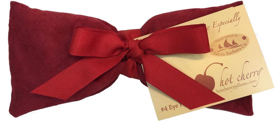 Eye Pillow Red Ultra Suede Cherry Pit-Stone Pack, Microwavable Hot/Cold Compress, Sustainable Heat Pack, Moist Heat, Headache Pain Relief, Yoga Gift
