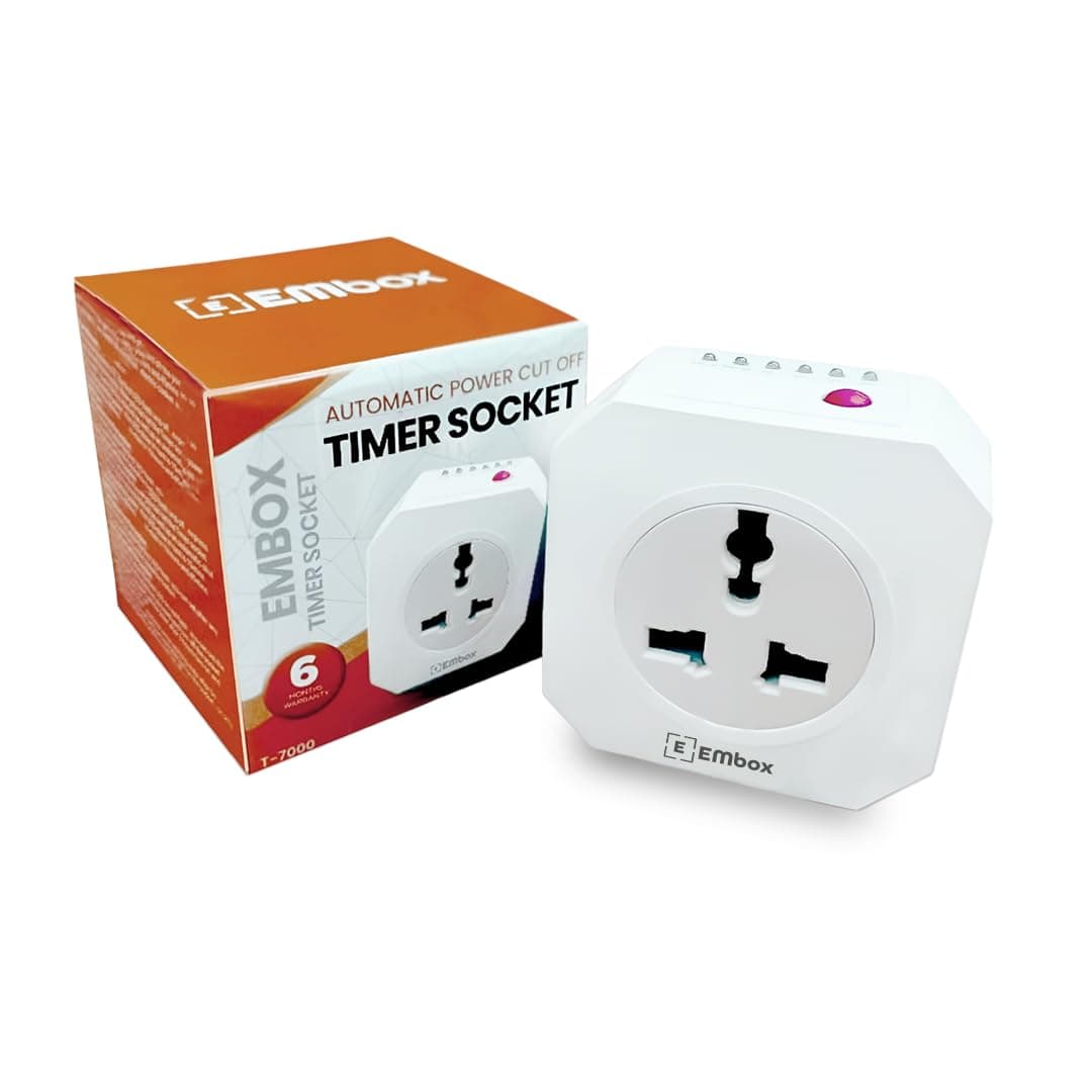 Embox Timer Switch for Lights | Automatic On Off Switch Timer | Programmable Power Cut Off for Lights | Charging Mobile Laptop Lighting Glow Sign Board Aquarium1500W