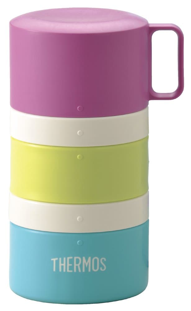 THERMOS Bottle-Shape 3-Layer Bento Box 560ml Blue Border DJG-550 BLBD (Japan Import)
