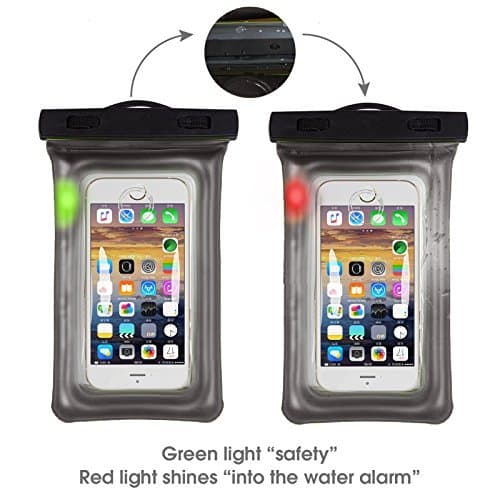 Sunbox Floating Waterproof Case with LED Flashing Warning Light and Neck Strap, Cellphone Outdoor Sports Dry Bag Pouch for iPhone X 8 7 Plus SE 5S, Note8,Samsung Galaxy S8 S7 edge up to 6 Inch (BLACK)