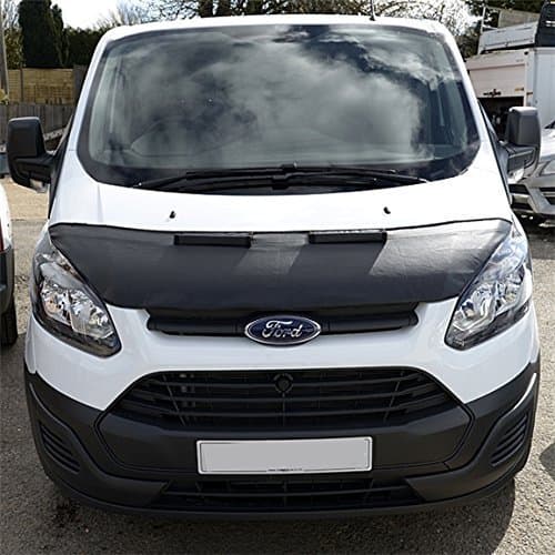 UK Custom Covers BB192 Tailored Bonnet Bra Stone Chip Protector Black Carbon Fibre Look - Fits Ford Transit Tourneo 2013-2018