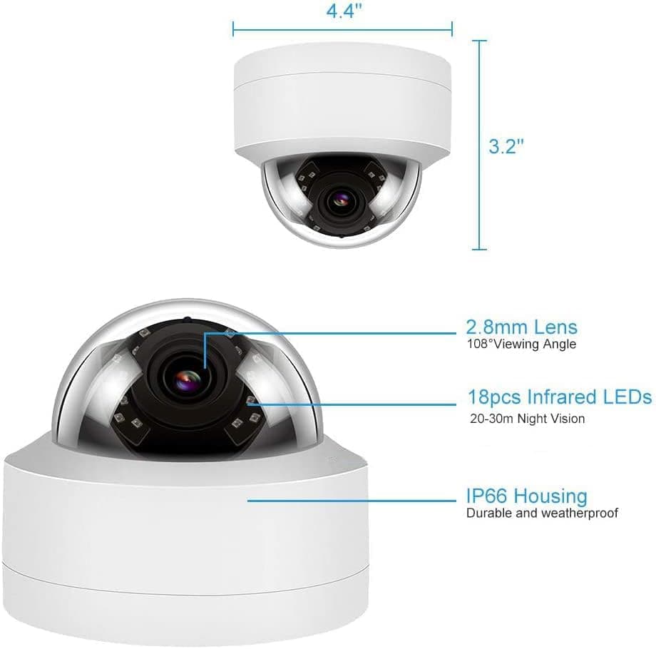 4MP PoE IP Security Camera, 2.8mm Wide Angle, H.265 IP66 Waterproof, Built-in Microphone/Audio, Support Hik Vision NVR, Not PTZ Camera