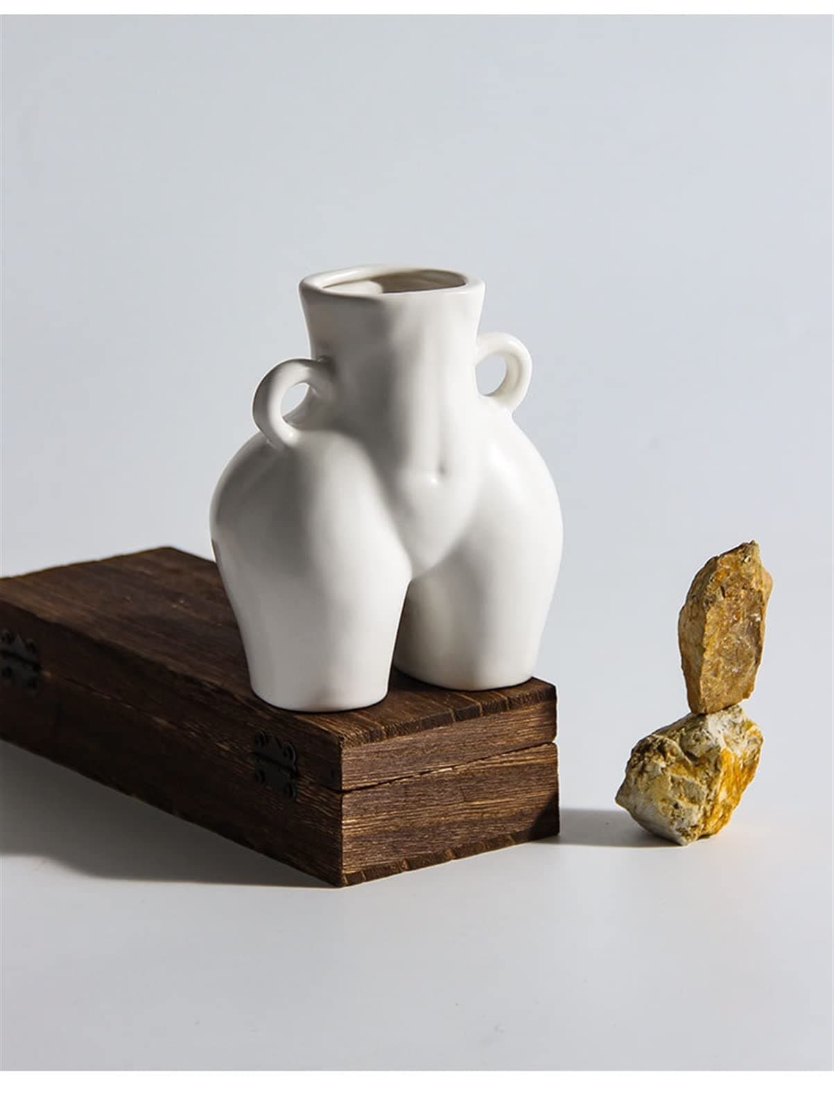 White Ceramic Vase, Human Ass Creative Vase Home Decor for Dining Table Center, Shelf, Living Room, Bedroom, Fireplace